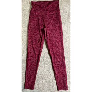Laundry By Shelli Segal High Waisted Cranberry Leopard Size Medium Leggings 25"
